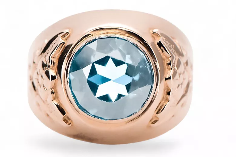 Ring Aquamarine Original Vintage 14K Rose Gold Vintage craft vrc078r